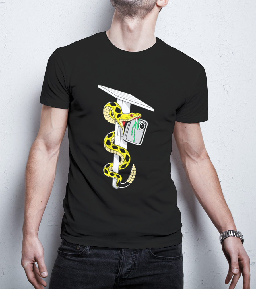 Don't Tread Flock Yellow Snake Wrapped Around Graduation Cap With ID T-Shirt