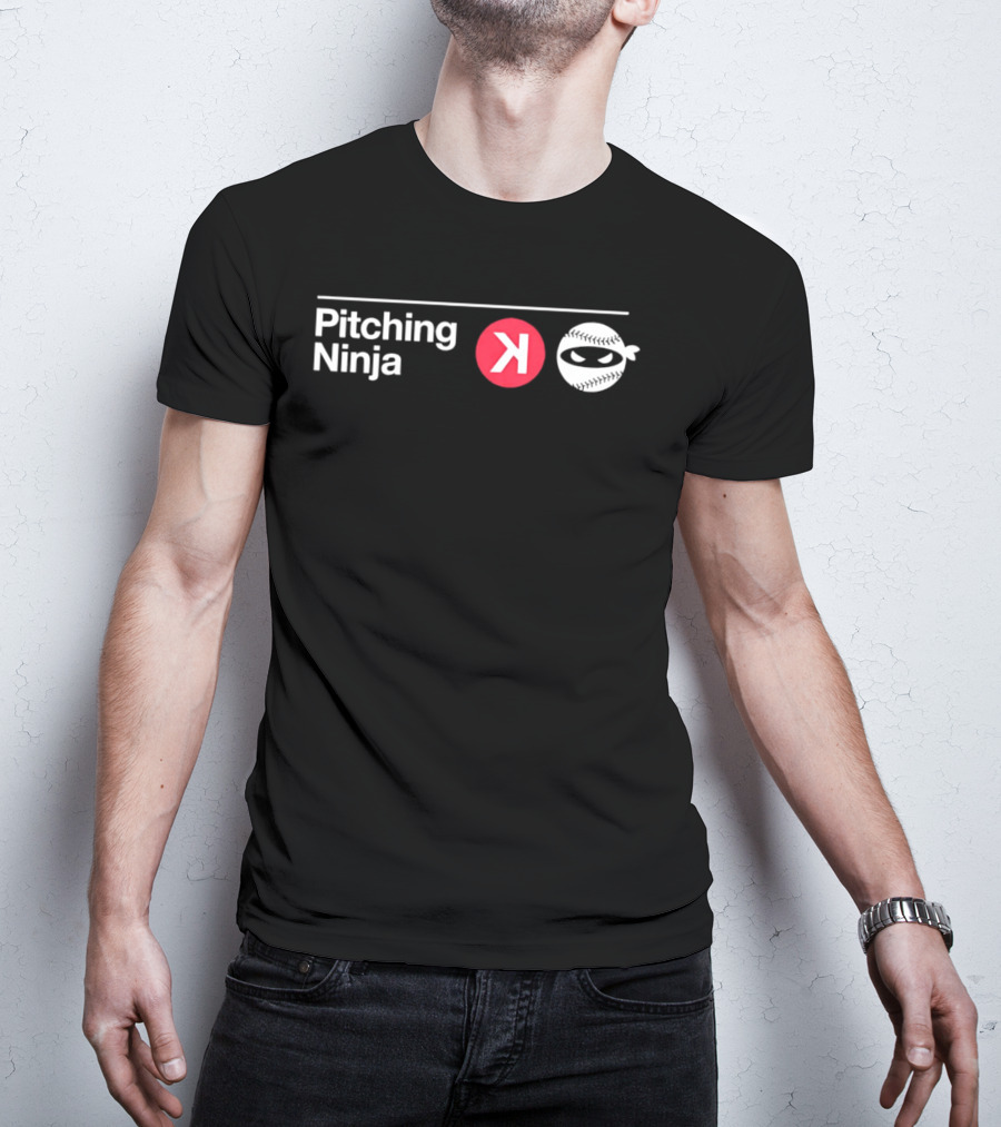 Pitching Ninja Backward K Baseball Mask White Red T-Shirt