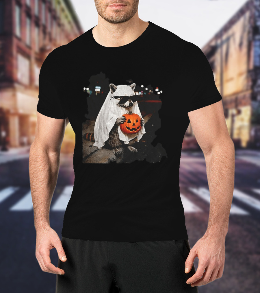 Raccoon Ghost Trick Or Treat Spooky Season Halloween T-Shirt