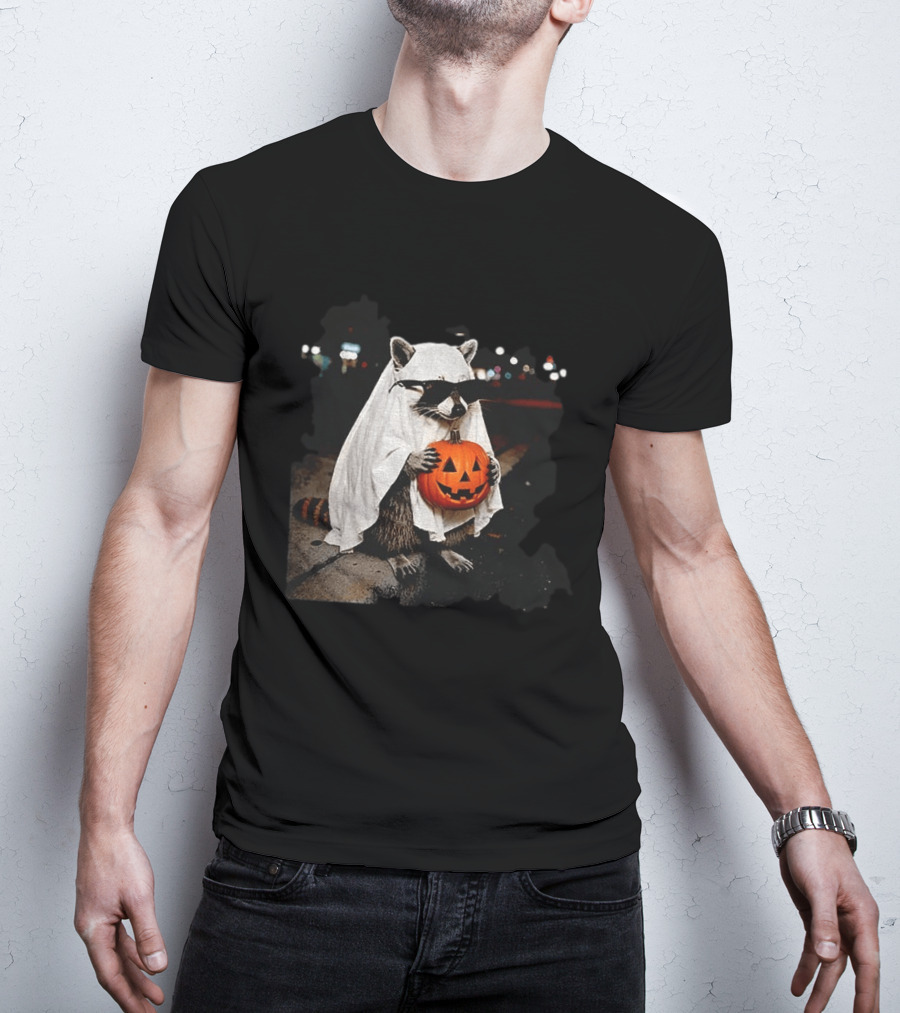 Raccoon Ghost Trick Or Treat Spooky Season Halloween T-Shirt