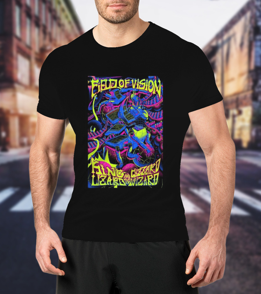 King Gizzard And The Lizard Wizard 2026 Field Of Vision Neon Psychedelic Robot T-Shirt
