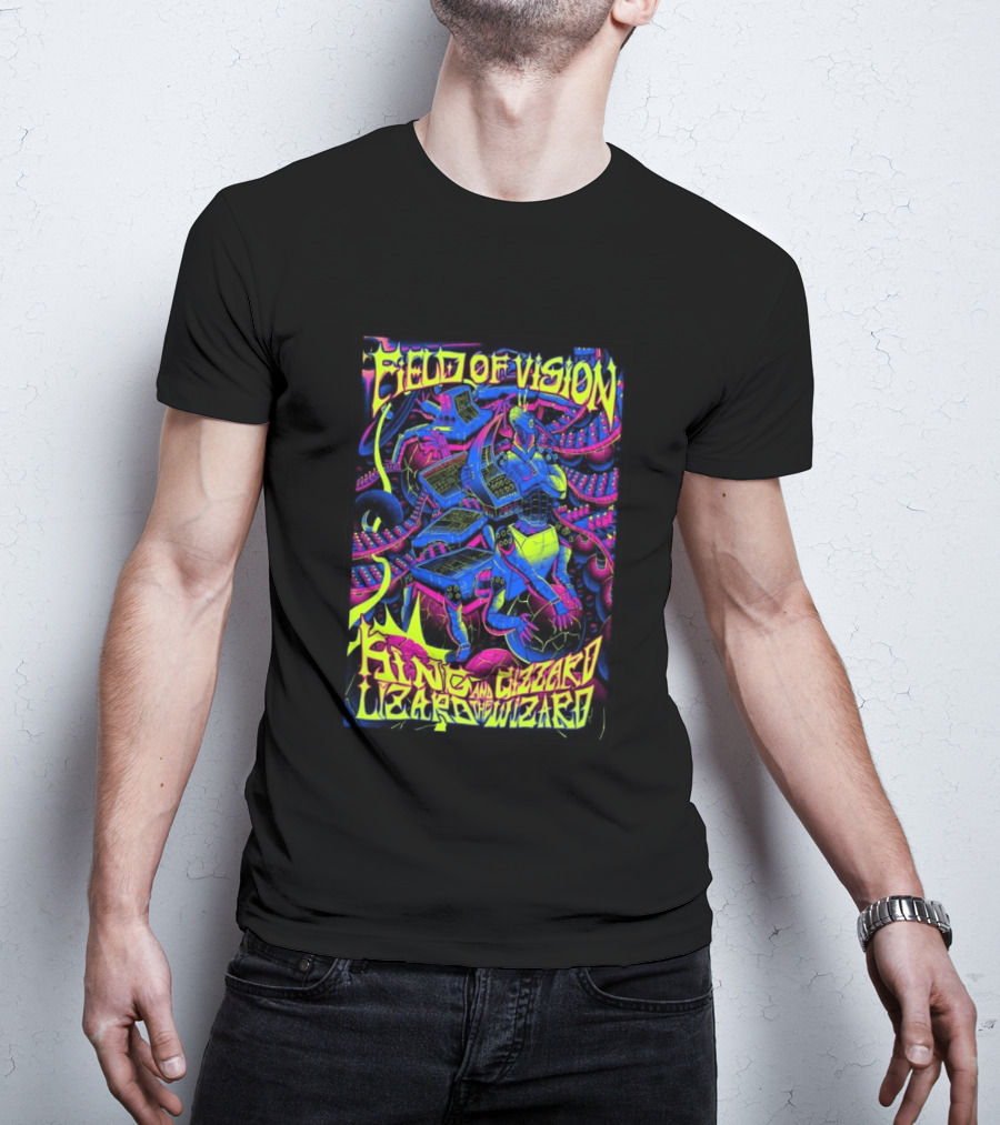 King Gizzard And The Lizard Wizard 2026 Field Of Vision Neon Psychedelic Robot T-Shirt