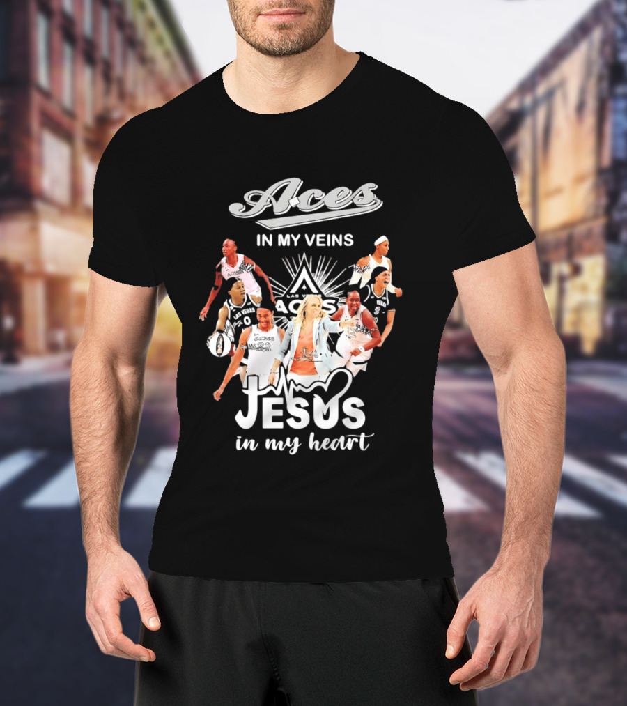 Las Vegas Aces In My Veins Jesus In My Heart WNBA 2026 T-Shirt