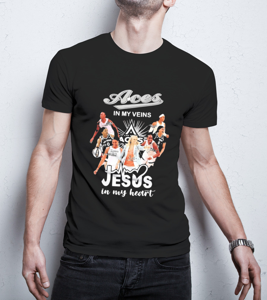 Las Vegas Aces In My Veins Jesus In My Heart WNBA 2026 T-Shirt