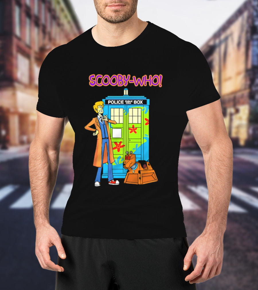 Scooby Who Shaggy Tenth Doctor Mystery Machine Painted Tardis K9 Robot T-Shirt