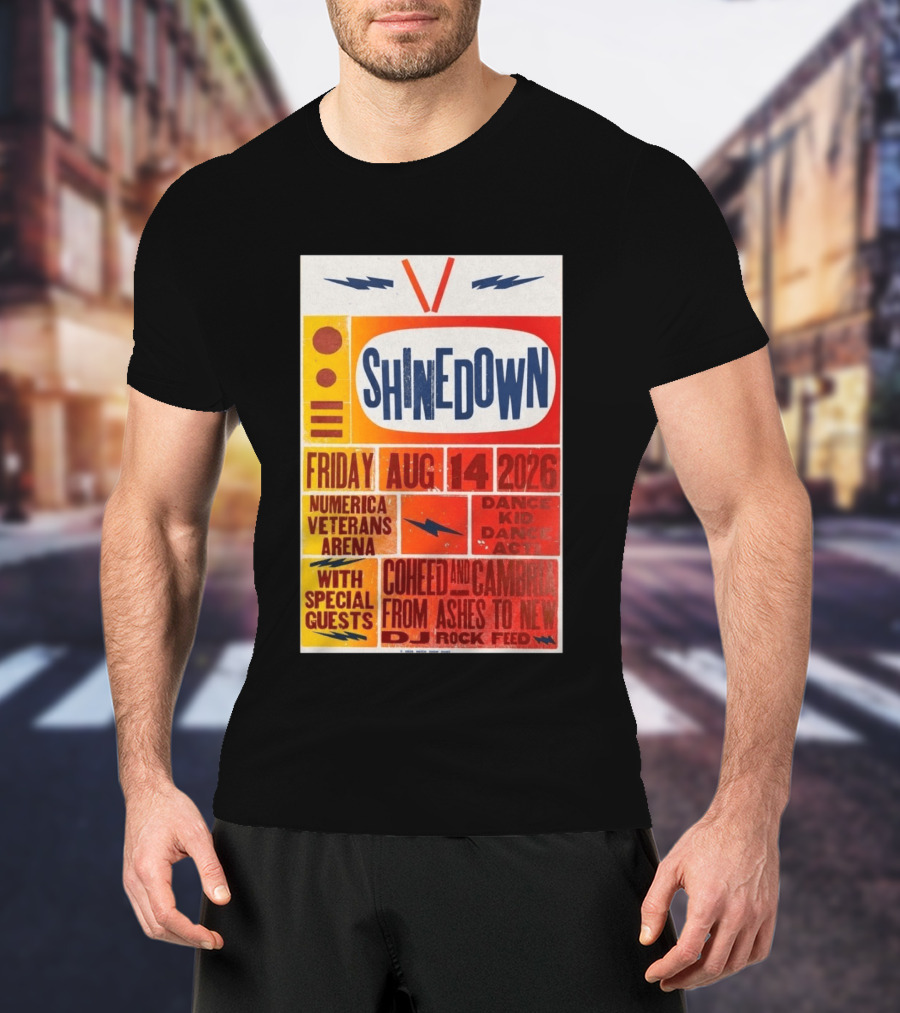 Shinedown Aug 14 2026 Numerica Veterans Arena With Coheed And Cambria And From Ashes To New T-Shirt