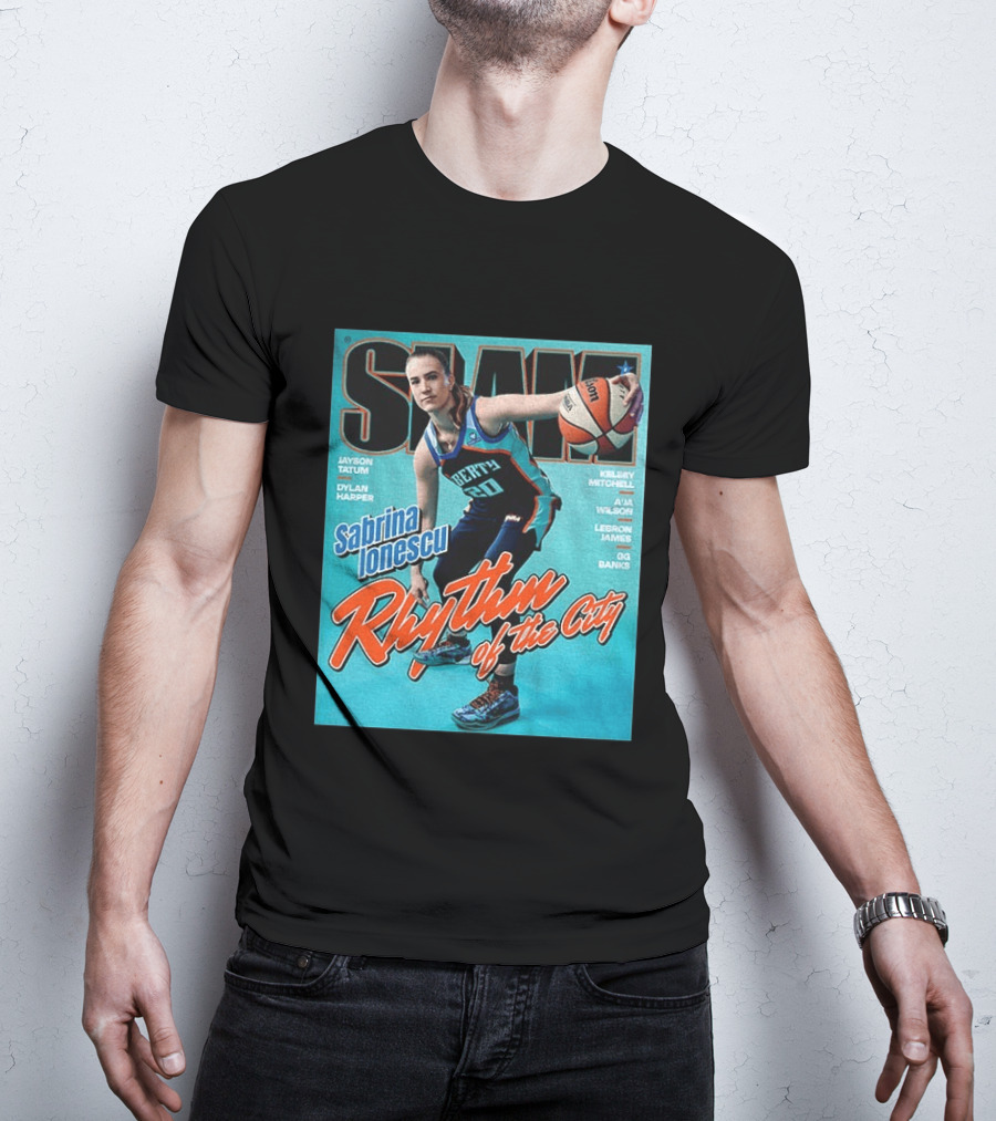 Slam Cover 264 Sabrina Ionescu Rhythm Of The City Liberty Basketball T-Shirt