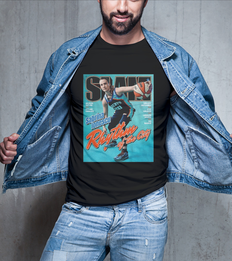 Slam Cover 264 Sabrina Ionescu Rhythm Of The City Liberty Basketball T-Shirt