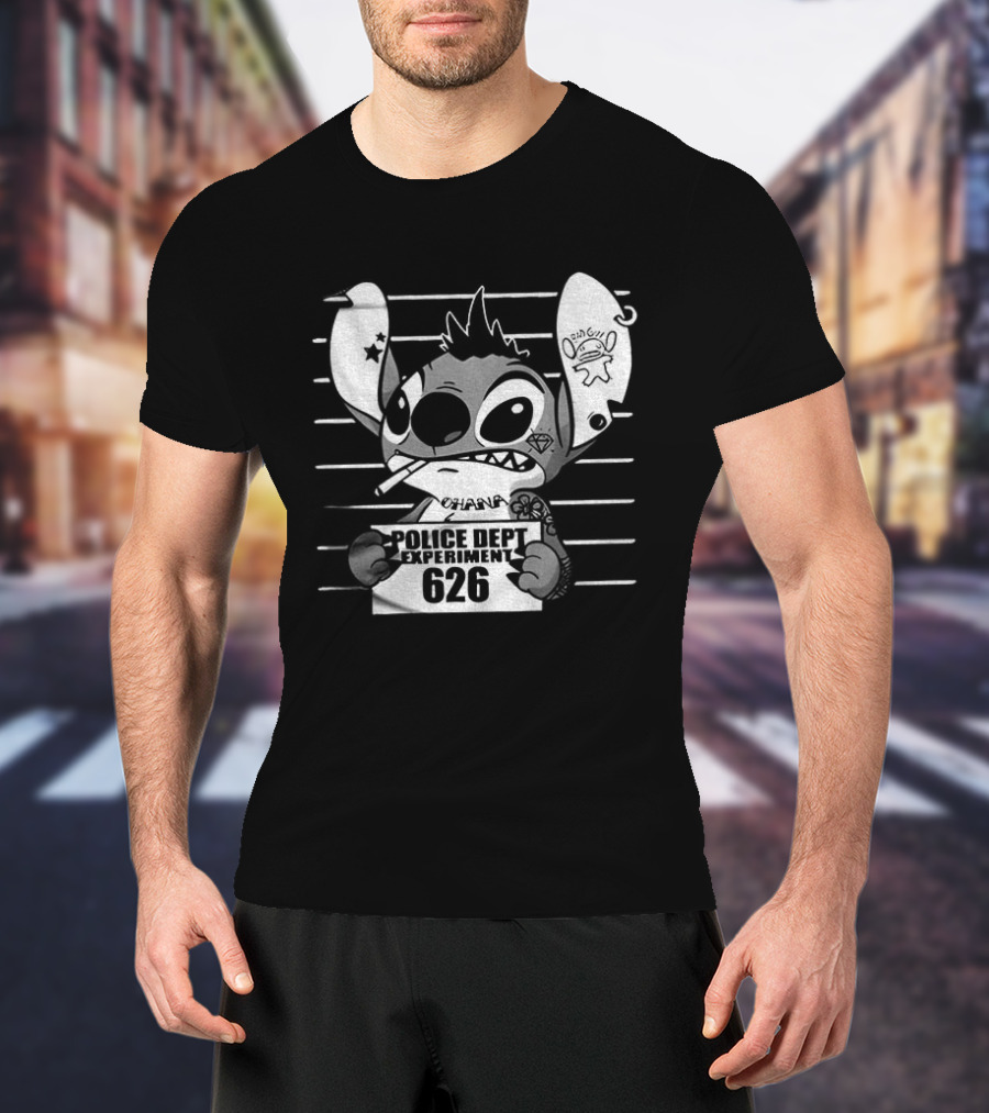 Bad Guy Experiment 626 Police Dept Shot Stitch T-Shirt
