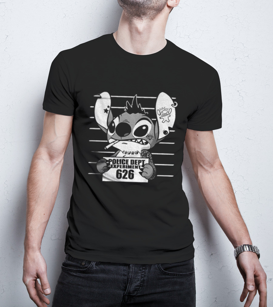 Bad Guy Experiment 626 Police Dept Shot Stitch T-Shirt