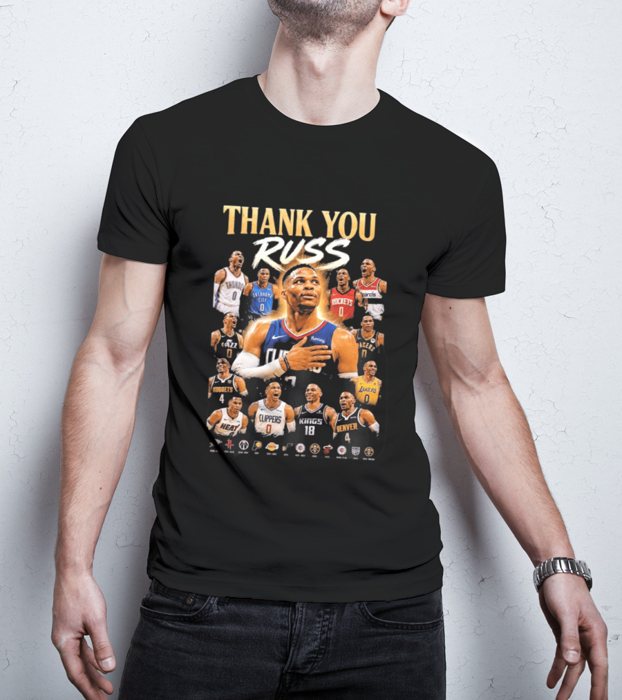 Thank You Russ Oklahoma City Thunder Clippers Lakers Nuggets Rockets Wizards Teams T-Shirt