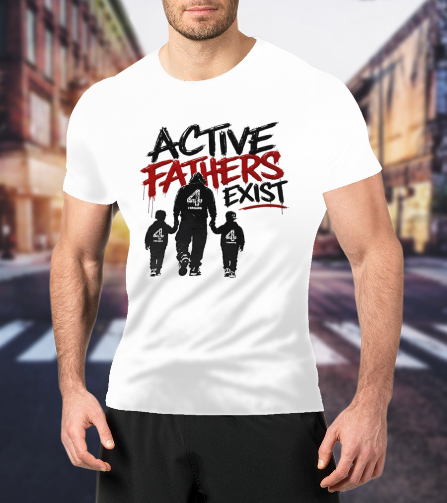 Active Fathers Exist Man Two Boys Walking Holding Hands T-Shirt
