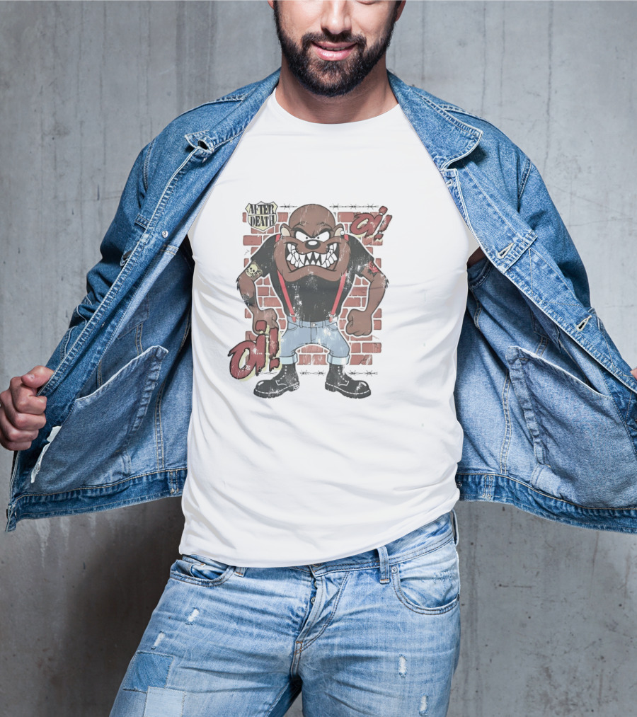 After Death Oi Distressed Skinhead Taz Suspenders Brick Wall T-Shirt
