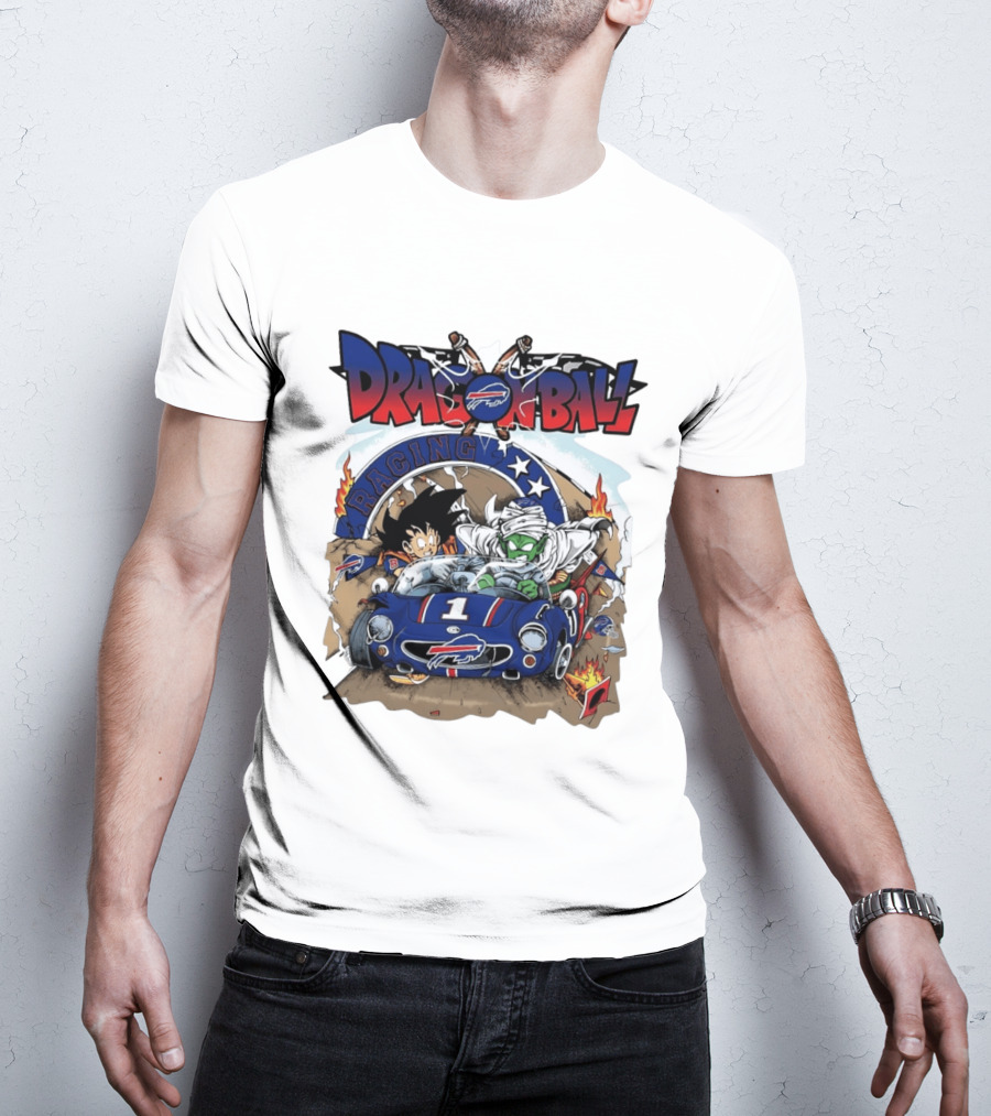 Buffalo Bills Dragon Ball Racing Goku Piccolo Driving Blue Car T-Shirt