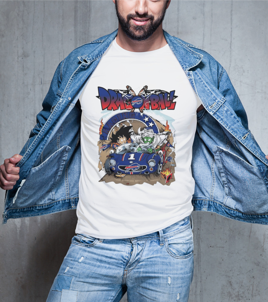 Buffalo Bills Dragon Ball Racing Goku Piccolo Driving Blue Car T-Shirt
