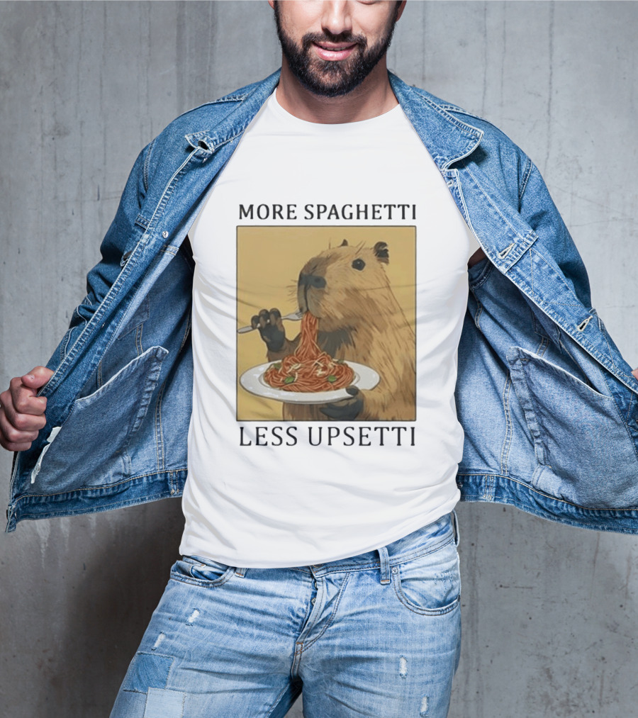 Capybara Eating Spaghetti More Spaghetti Less Upsetti T-Shirt