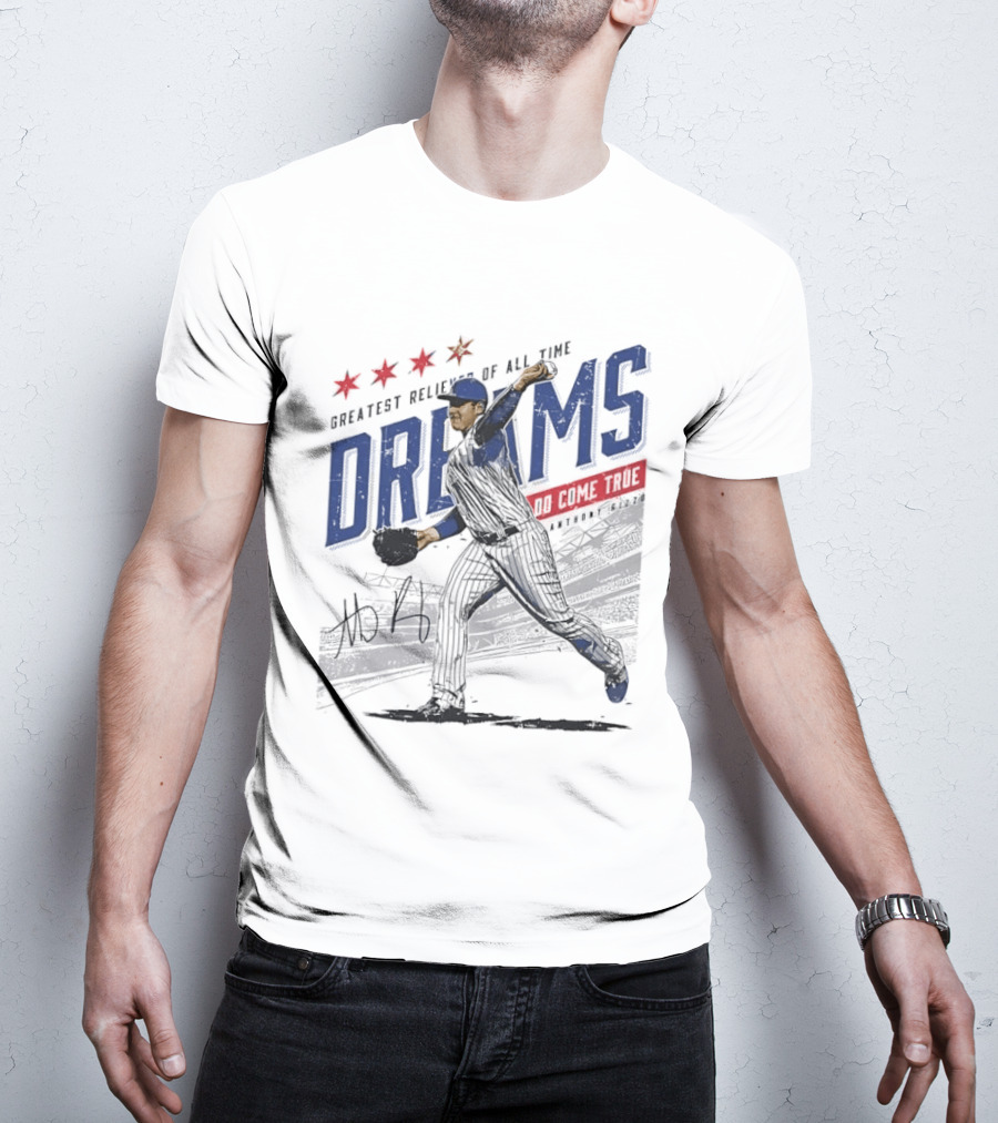 Chicago Cubs Greatest Reliever Of All Time Dreams Do Come True Anthony Rizzo Pitching Stadium Halftone T-Shirt