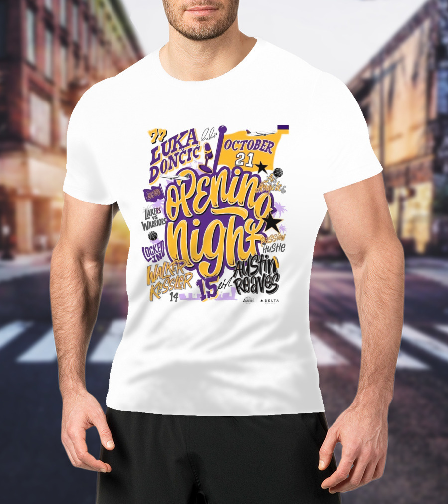 Los Angeles Lakers Luka Doncic Opening Night October 21 Walker Kessler Austin Reaves T-Shirt
