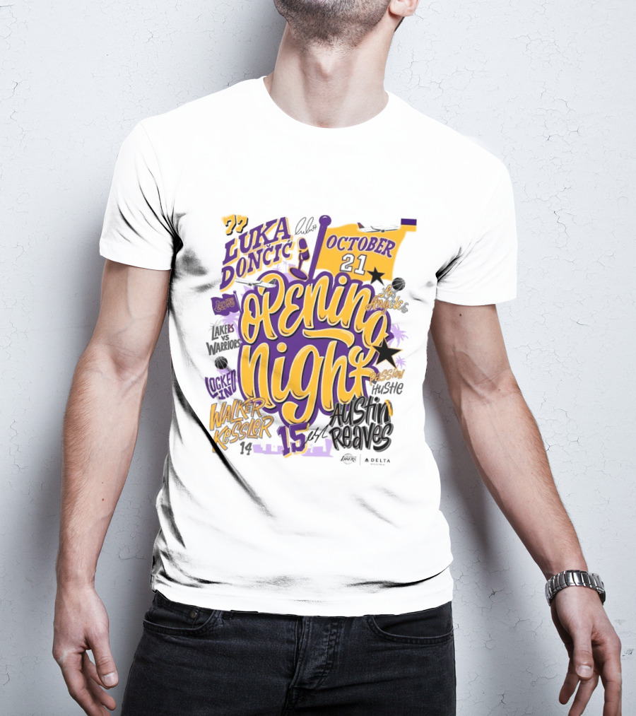 Los Angeles Lakers Luka Doncic Opening Night October 21 Walker Kessler Austin Reaves T-Shirt