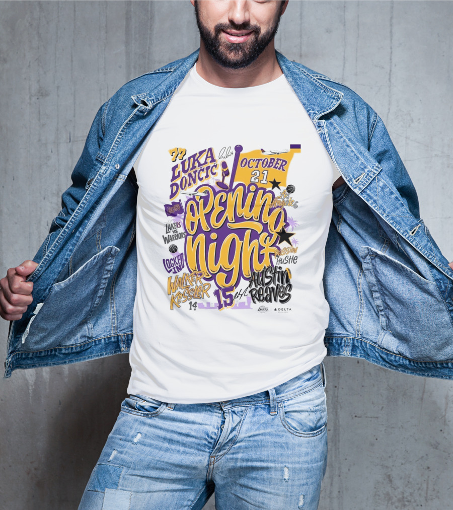 Los Angeles Lakers Luka Doncic Opening Night October 21 Walker Kessler Austin Reaves T-Shirt