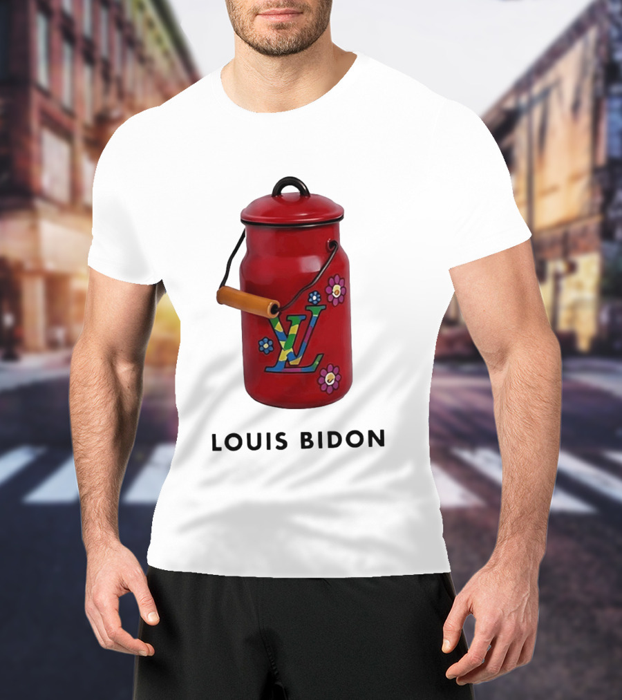 Louis Bidon Milk Jug Red Enamel Rainbow Monogram Flowers T-Shirt