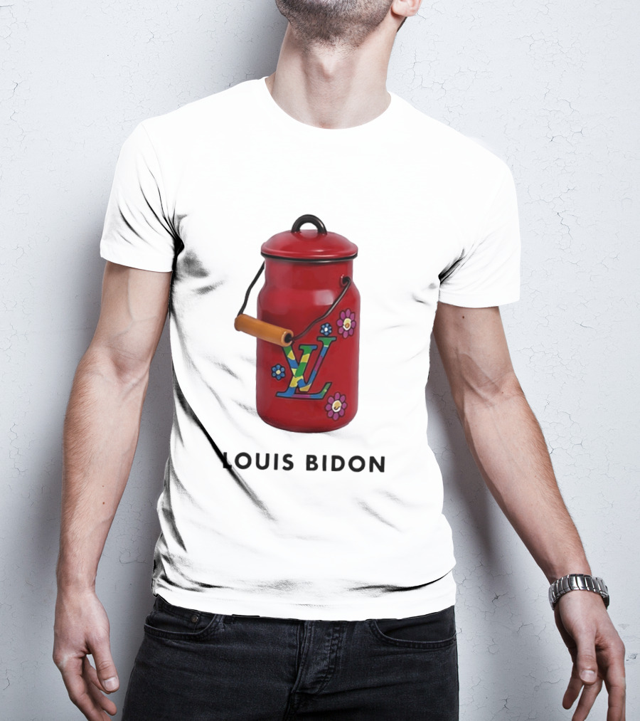 Louis Bidon Milk Jug Red Enamel Rainbow Monogram Flowers T-Shirt