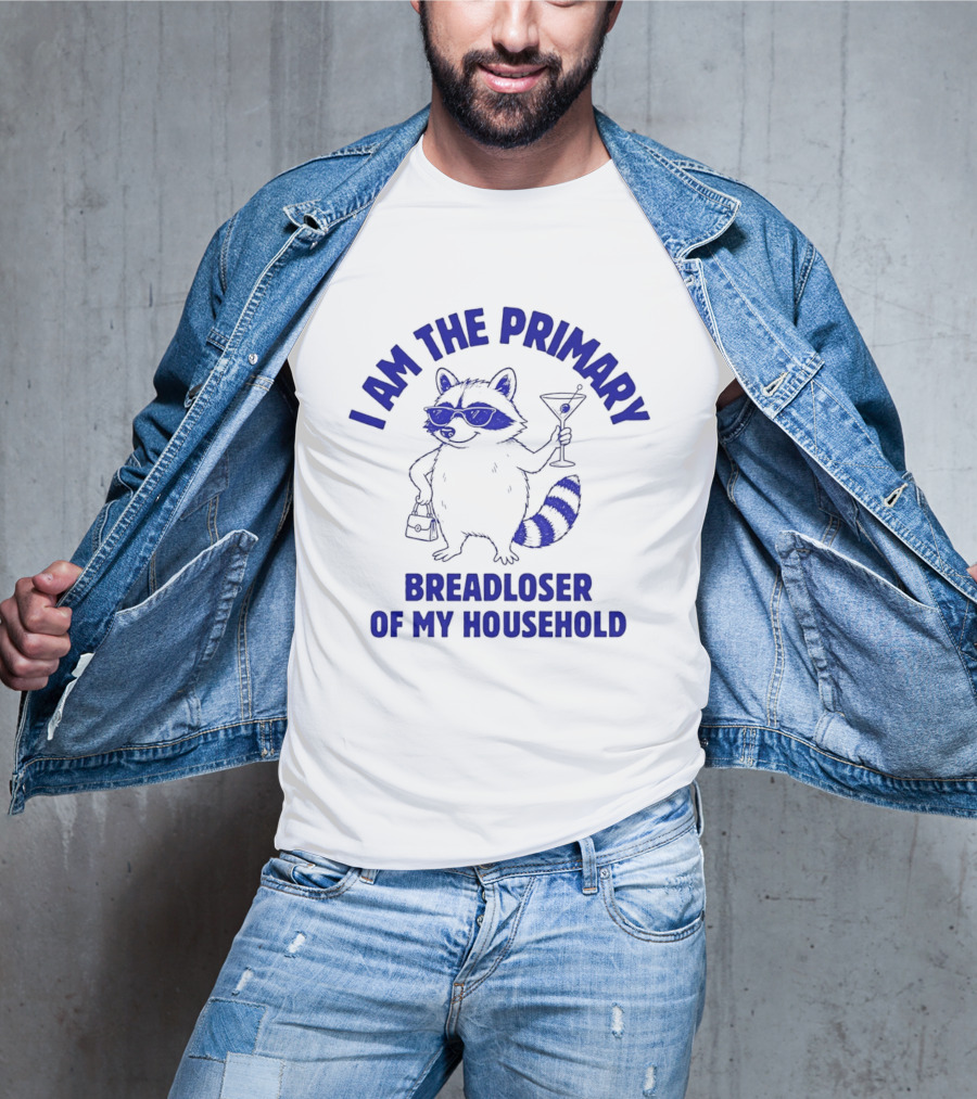 I Am The Primary Breadloser Of My Household Raccoon Sunglasses Martini Handbag T-Shirt