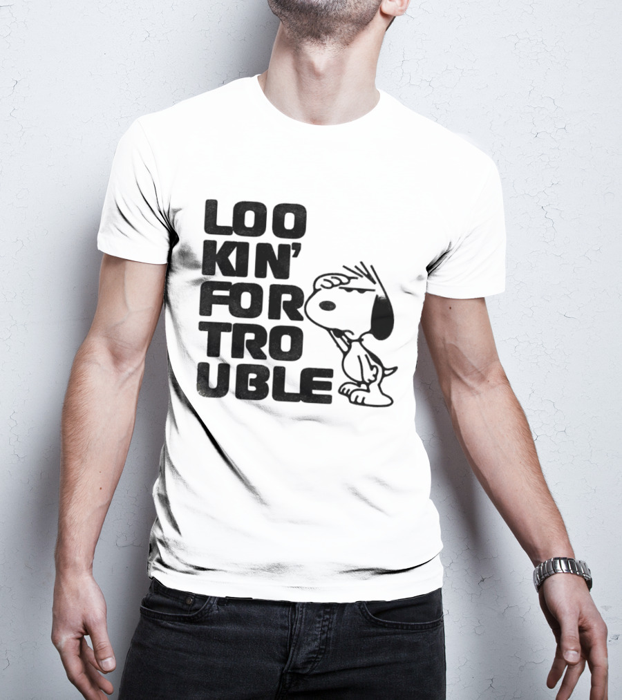 Peanuts Snoopy Lookin' For Trouble Hand Over Eye Distressed T-Shirt