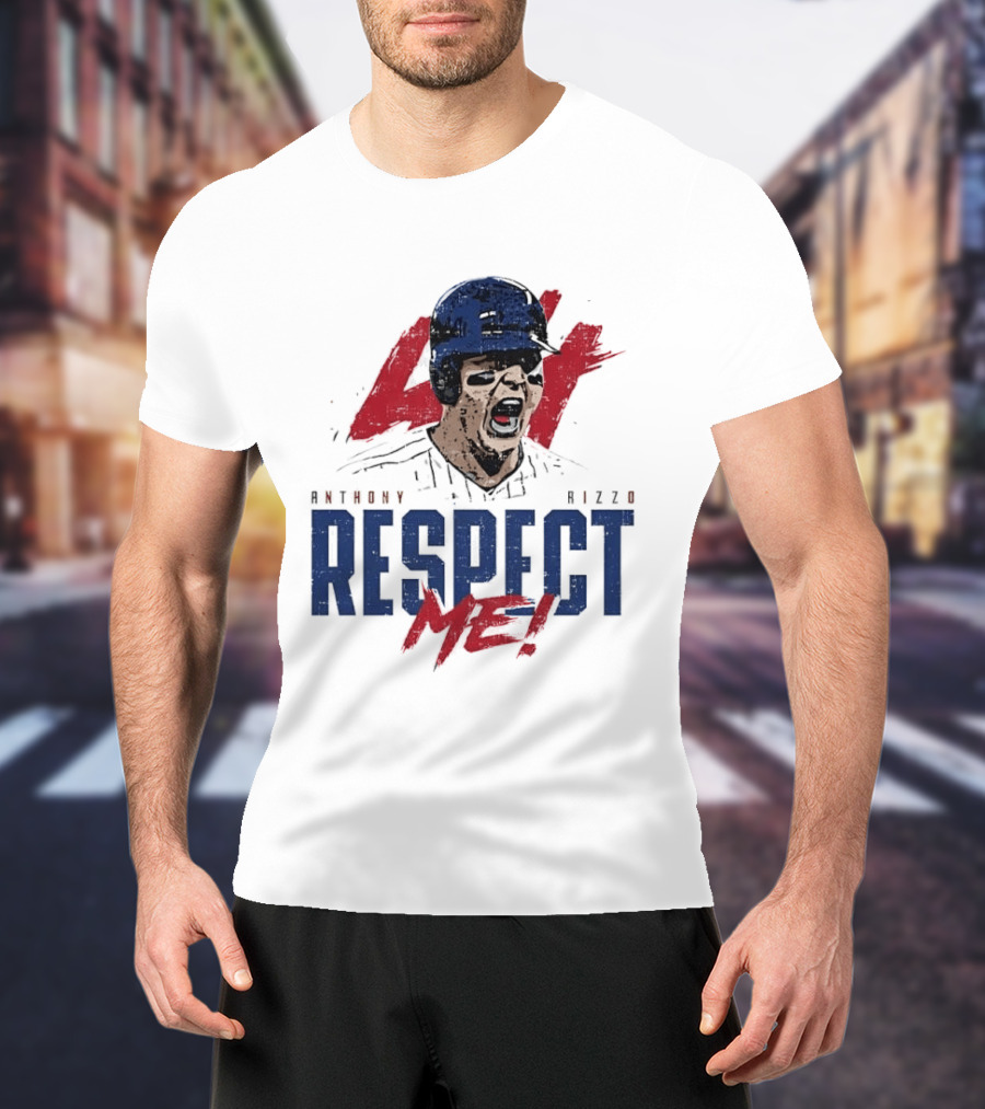 Anthony Rizzo Respect Me Screaming Baseball Player Distressed 44 Red T-Shirt