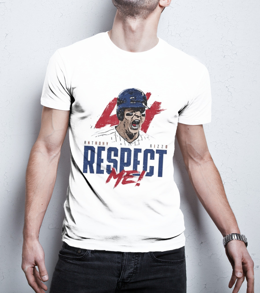Anthony Rizzo Respect Me Screaming Baseball Player Distressed 44 Red T-Shirt