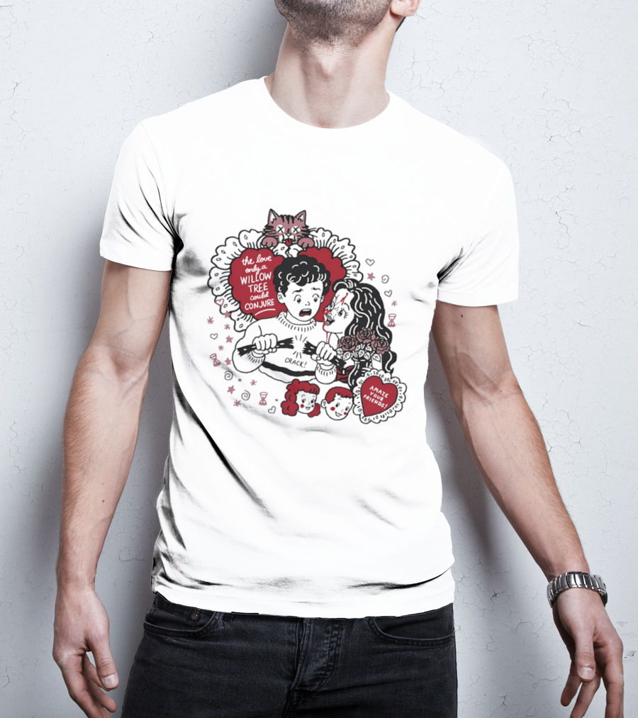 The Love Only A Willow Tree Could Conjure Crack Heartbreak Roses Cat T-Shirt