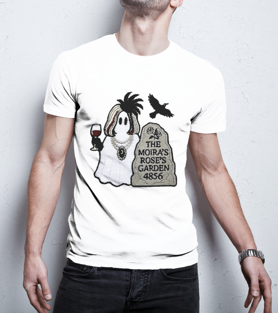 The Moira's Rose's Garden Ghost Wine Glass Tombstone Crow 4836 Wig T-Shirt