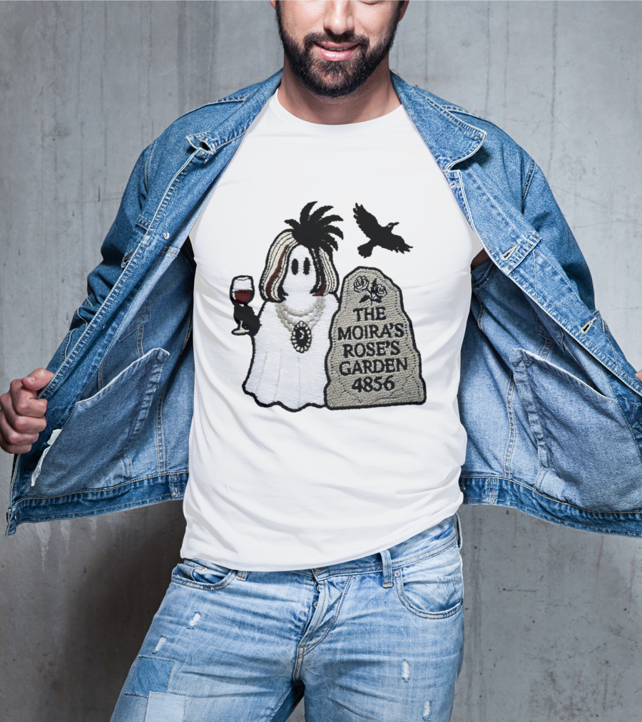The Moira's Rose's Garden Ghost Wine Glass Tombstone Crow 4836 Wig T-Shirt