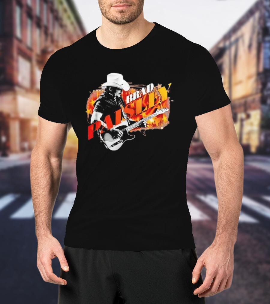 Brad Paisley Cowboy Hat Electric Guitar Musician Scene T-Shirt