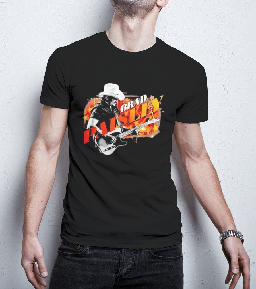 Brad Paisley Cowboy Hat Electric Guitar Musician Scene T-Shirt