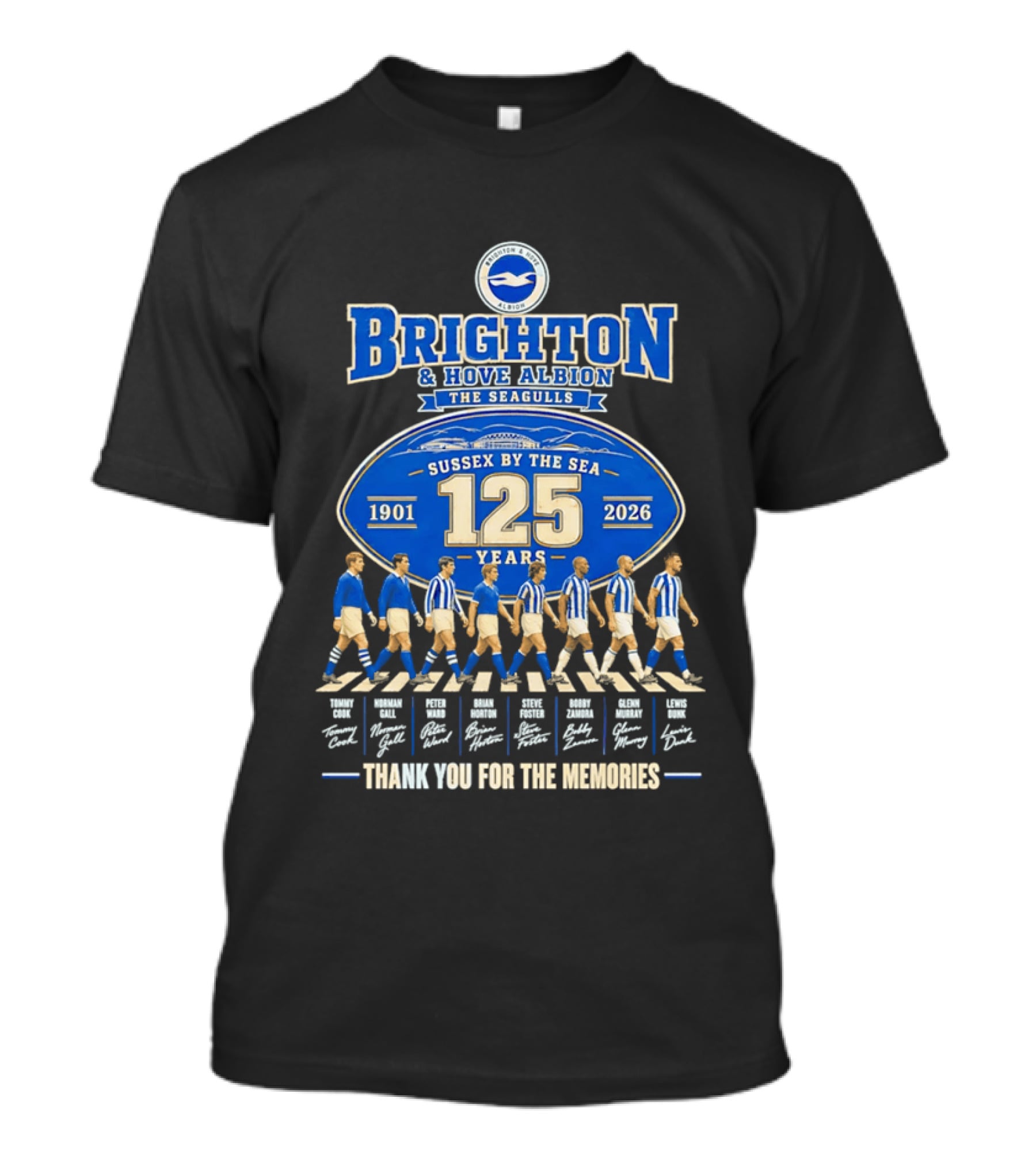 Brighton And Hove Albion The Seagulls Sussex By The Sea 125 Years 1901 2026 Thank You For The Memories T-Shirt