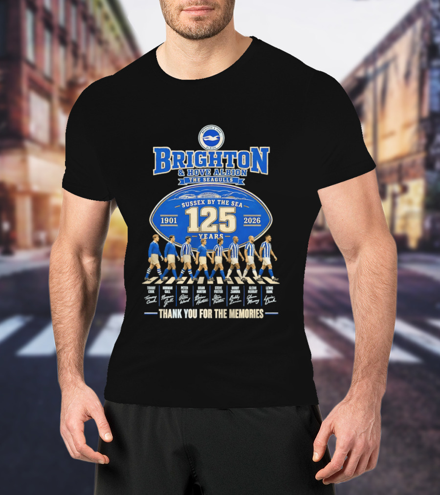 Brighton And Hove Albion The Seagulls Sussex By The Sea 125 Years 1901 2026 Thank You For The Memories T-Shirt