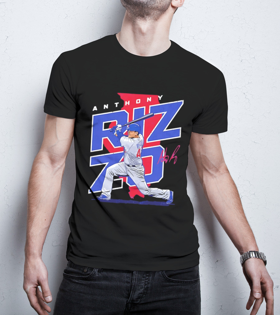 Anthony Rizzo 44 Chicago Cubs Batting Illinois Map T-Shirt
