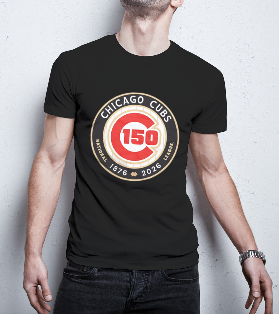 Chicago Cubs National League 150th Anniversary 1876 2026 Pinstripes T-Shirt