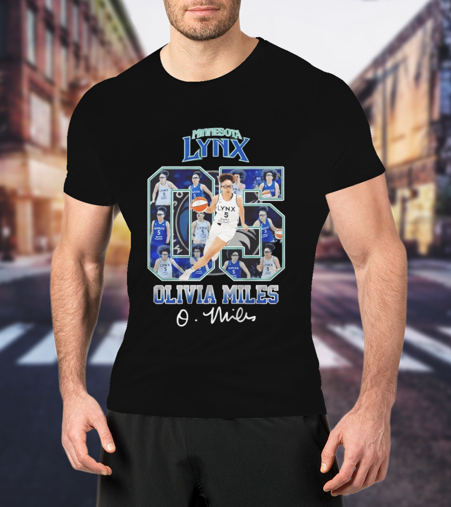 Minnesota Lynx Olivia Miles No 5 WNBA Collage T-Shirt