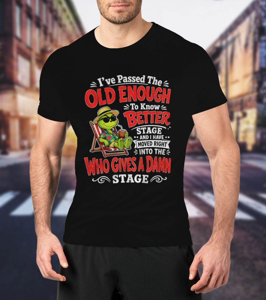 Grinch I've Passed The Old Enough To Know Better Stage Moved Right Into The Who Gives A Damn Stage T-Shirt