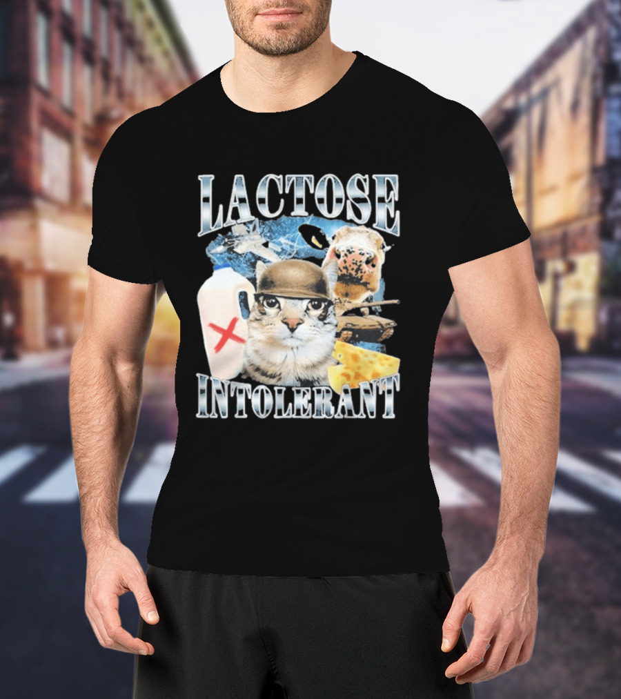 Lactose Intolerant Cat Cheese Cow Milk Jug T-Shirt