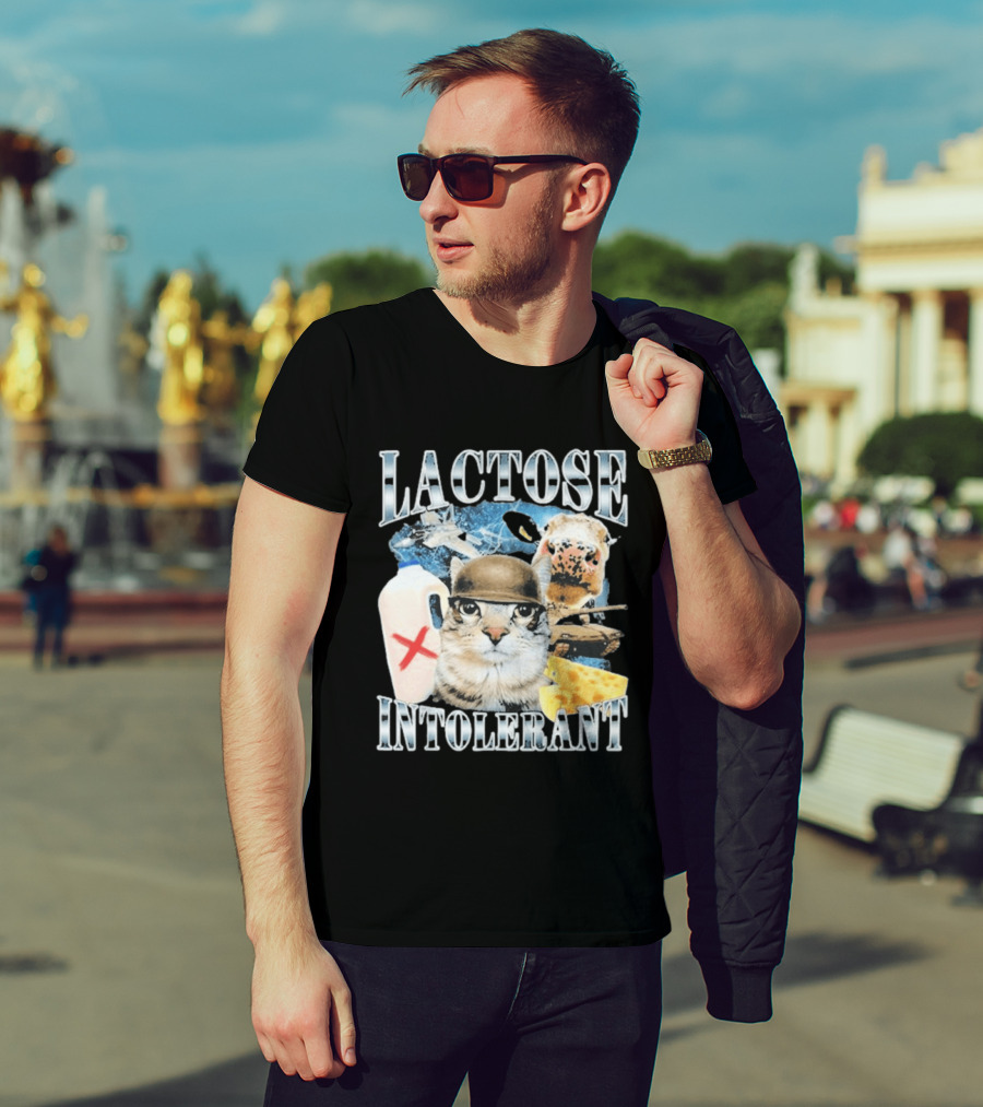 Lactose Intolerant Cat Cheese Cow Milk Jug T-Shirt