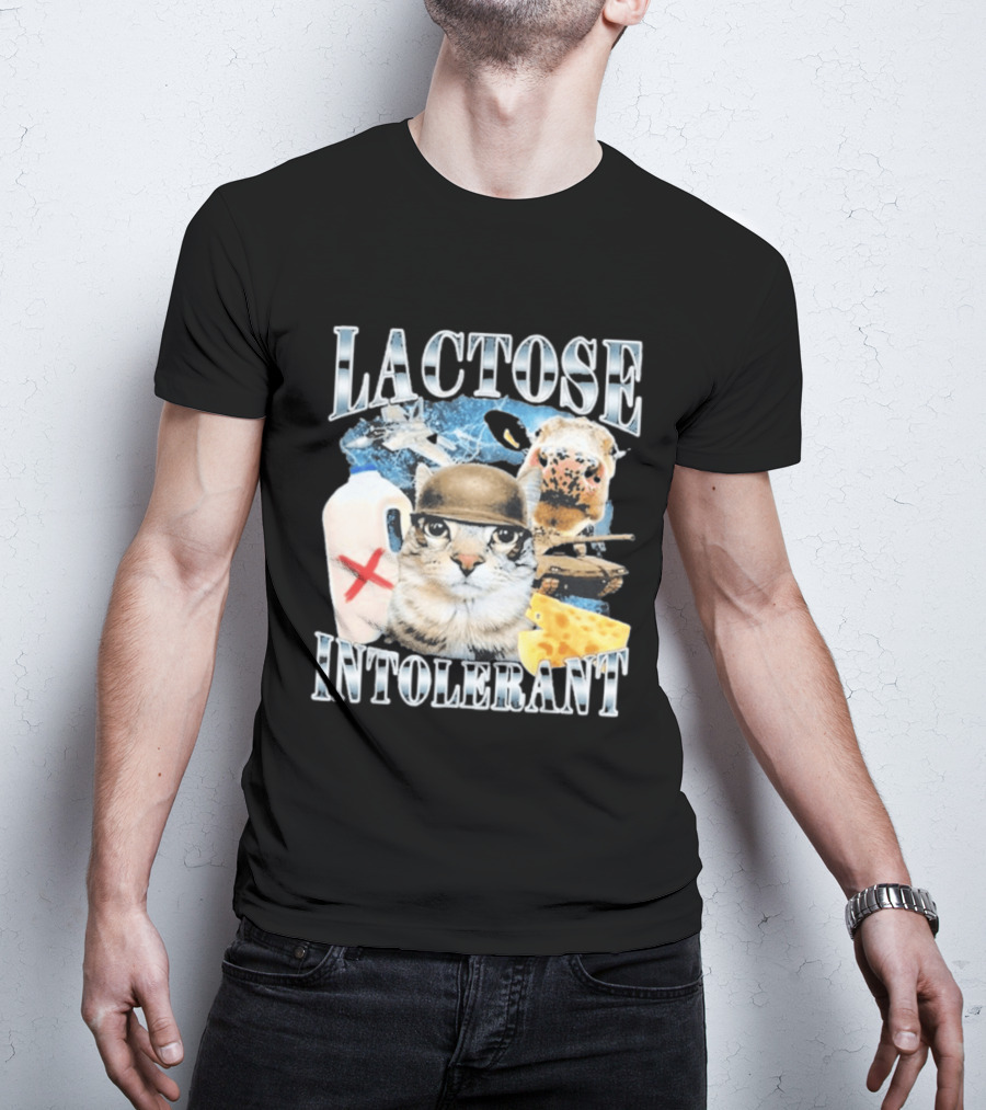 Lactose Intolerant Cat Cheese Cow Milk Jug T-Shirt