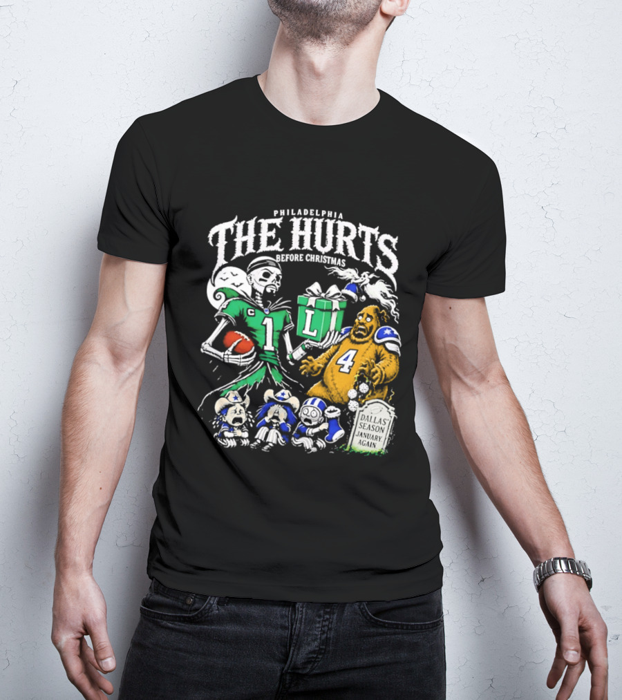 Philadelphia Eagles The Hurts Before Christmas Jalen Hurts Dallas Season Again Tombstone T-Shirt