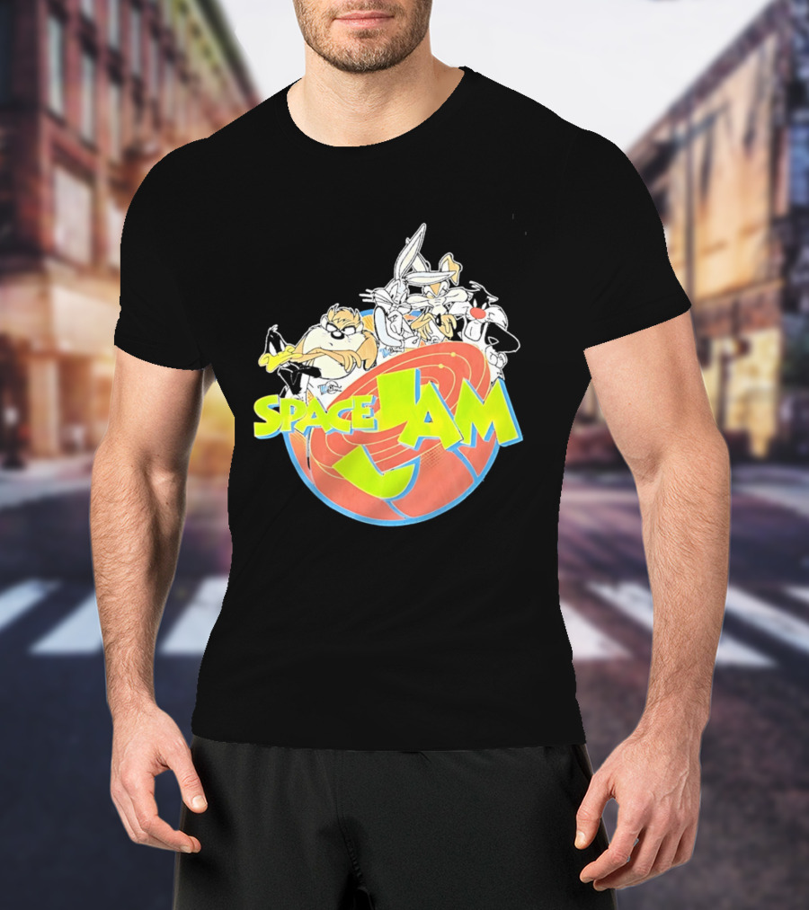 Space Jam Looney Tunes Characters Dynamic Pose T-Shirt