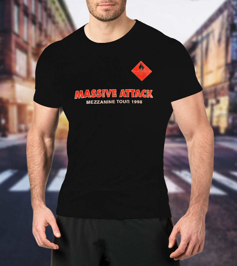 Massive Attack Flammable Gas Bristol Mezzanine Tour 1998 T-Shirt