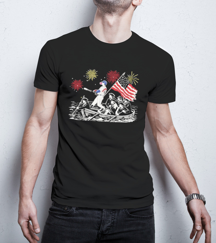 Players Crow Armstrong Patriotic Baseball Batting With American Flag And Revolutionary Boat T-Shirt