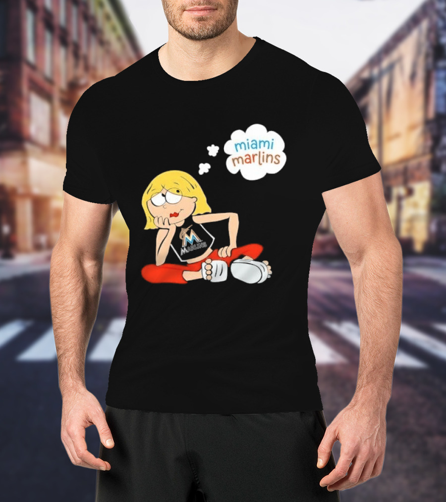 Miami Marlins MLB Cartoon Lizzie McGuire Blonde Girl Fan T-Shirt