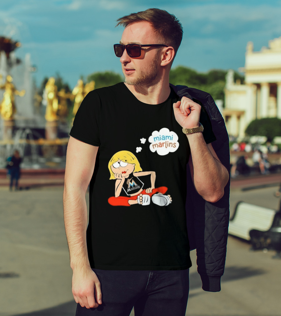 Miami Marlins MLB Cartoon Lizzie McGuire Blonde Girl Fan T-Shirt